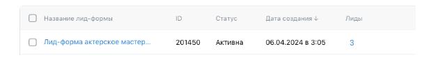 Статистика по лид-формам