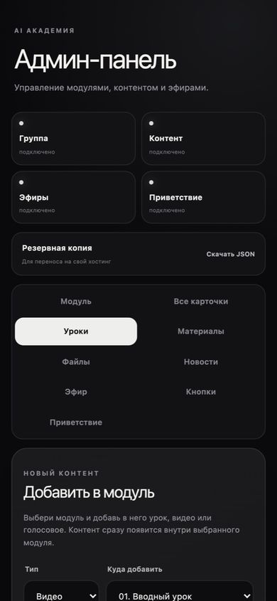Админка в Telegram